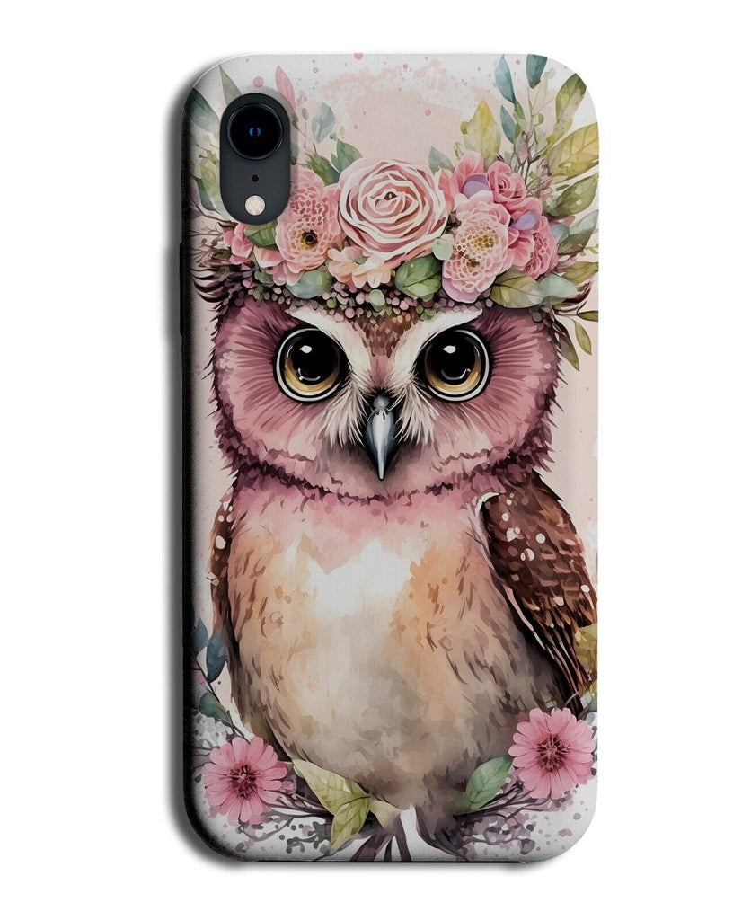 Owl In Flower Crown Phone Case Cover Floral Boho Watercolor Owls Tawny Barn BD16