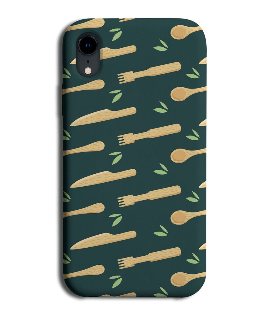 Bamboo Utensils Pattern Phone Case Cover Cutlery Funny Kitchen Design Green P014