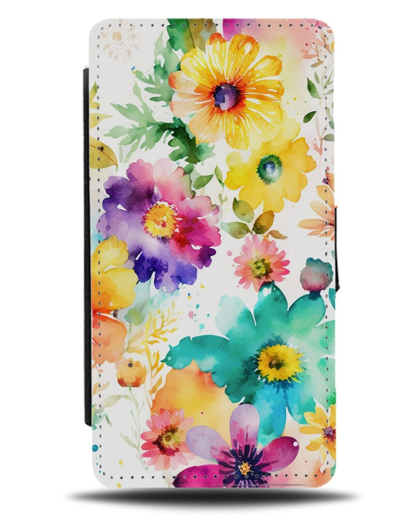 Floral Watercolour Flowers Flip Wallet Case Flower Spring Colourful Petals BD81
