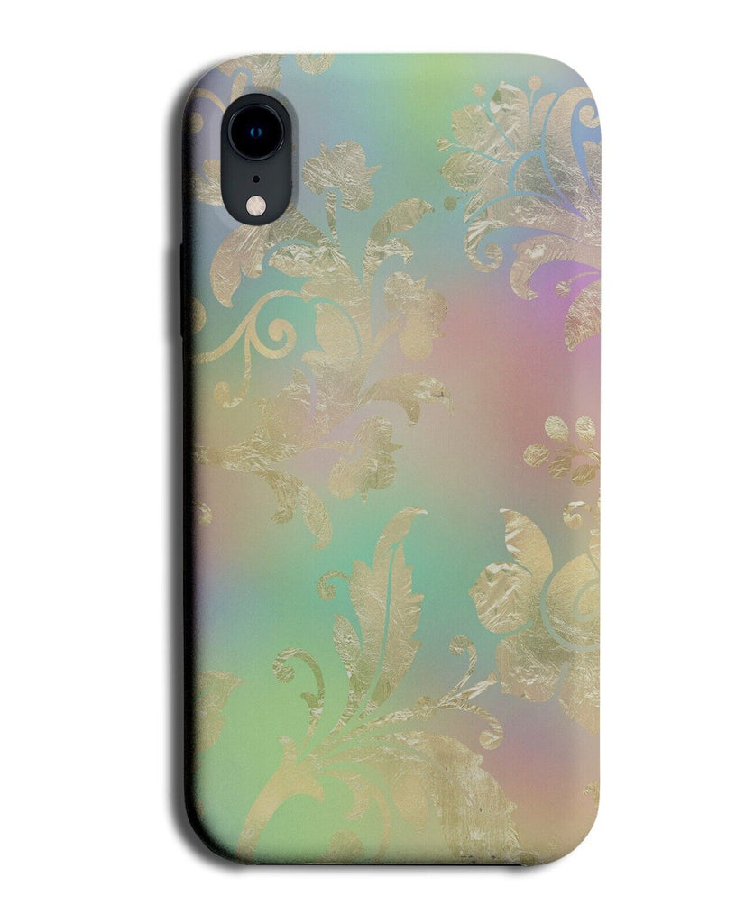 Golden Floral Stencilling Phone Case Cover Rainbow Faded Style Colours Q637K