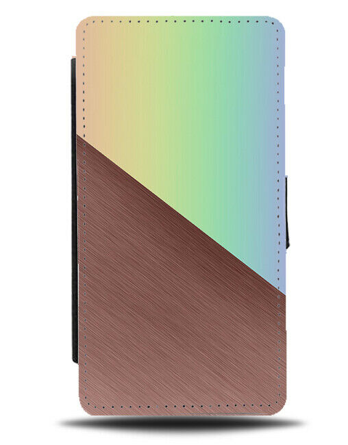Rainbow Coloured And Rose Gold Flip Cover Wallet Phone Case Colourful Kids i394