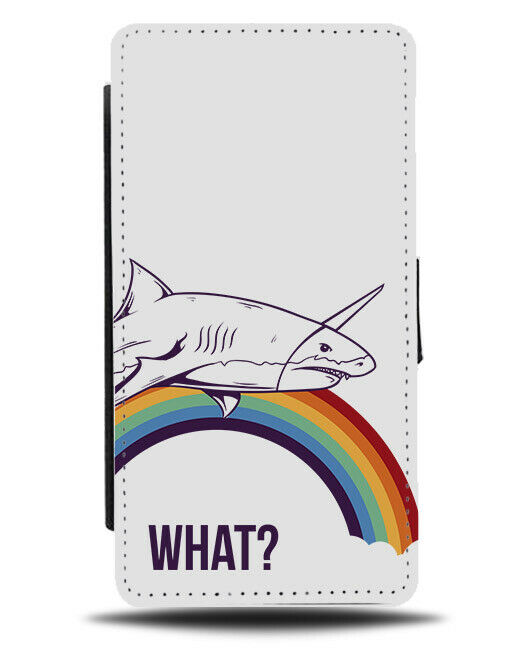 Shark Over The Rainbow Flip Wallet Phone Case Colourful Sharks Great White E152