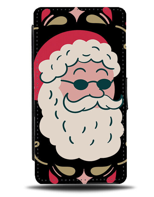 Holiday Santa Flip Wallet Case Funny Santas In Sunglasses Beard Cartoon N718