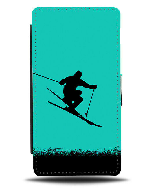 Skiing Flip Cover Wallet Phone Case Ski Ski's Board Turquoise Green Mens i790