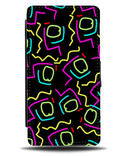 Neon Colourful Lines Flip Cover Wallet Phone Case Nightclub Bright Raver B585