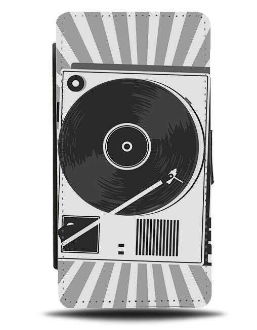 Retro Vinyl Record Player Cartoon Design Phone Cover Case Mens Grey White J282