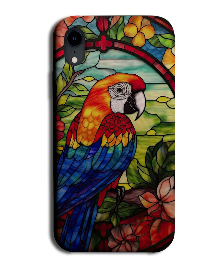 Colourful Amazon Parrot Stained Glass Window Design Phone Case Cover Macaws DH64