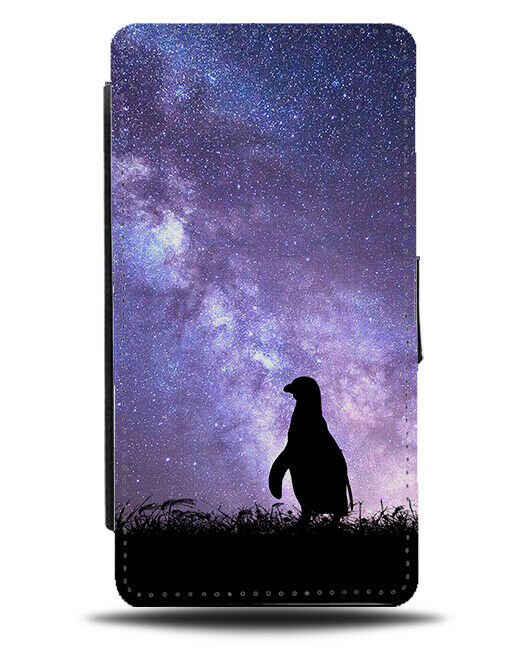 Penguin Silhouette Flip Cover Wallet Phone Case Penguins Galaxy Moon i219