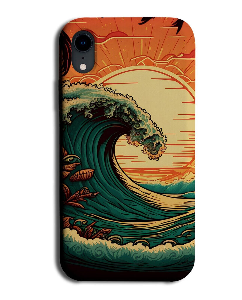 Cartoon Sunset Wave Phone Case Cover Waves Sunrise Sun Over Sea Ocean Anime BB36