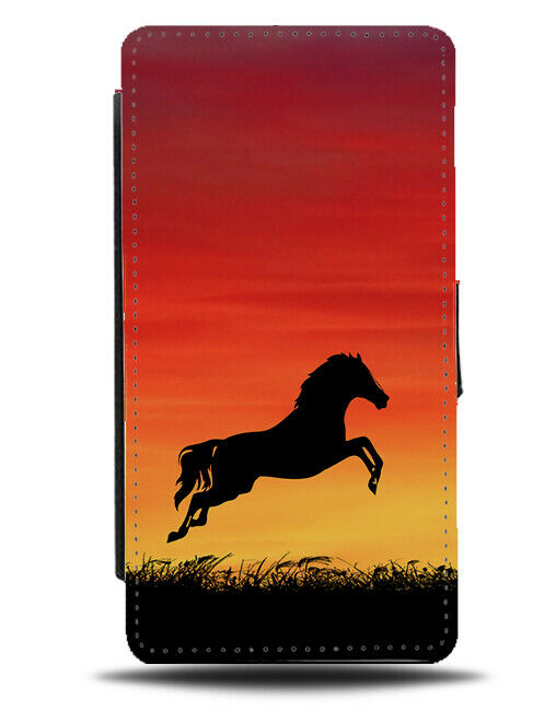 Horse Silhouette Flip Cover Wallet Phone Case Horses Pony Sunset Sunrise i242