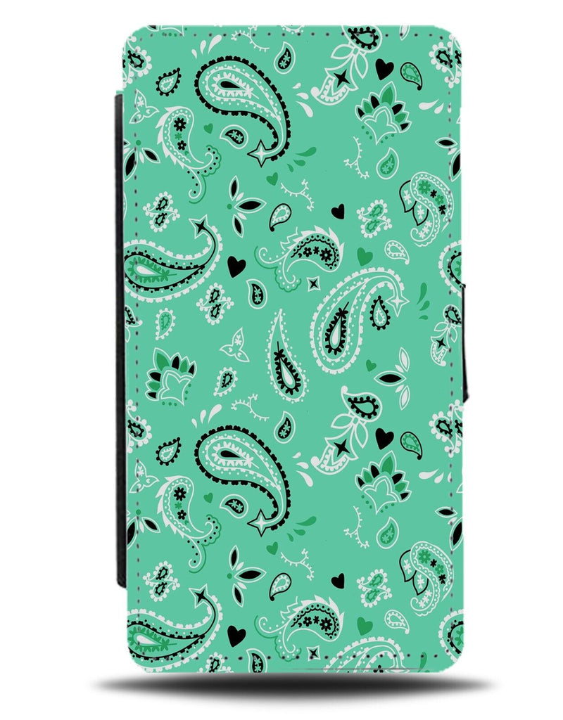 Pastel Green Paisley Shapes Flip Wallet Case Paisleys Indian Tribal Mint DB35