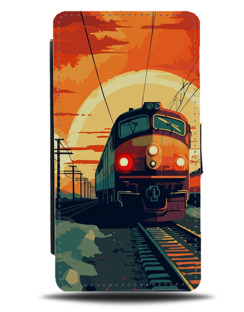 Cartoon Railway Flip Wallet Case Railways Train Trains On Tracks Front DH20