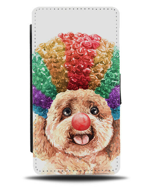 Poodle The Clown Flip Wallet Case Clowns Colourful Wig Red Nose Poodles K728