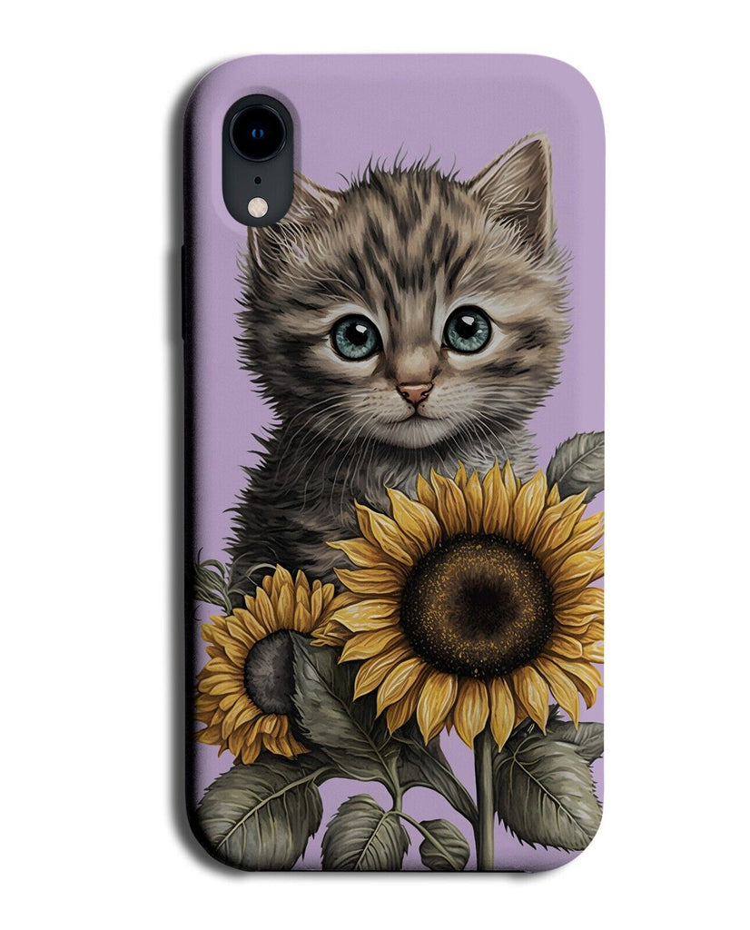 Grey British Shorthair Cat And Sunflowers Phone Case Cover Cats Short Hair AG87
