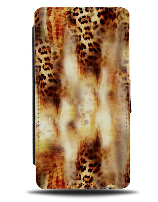 Orange Faded Damaged Safari Design Flip Wallet Case Animal Print Pattern G146