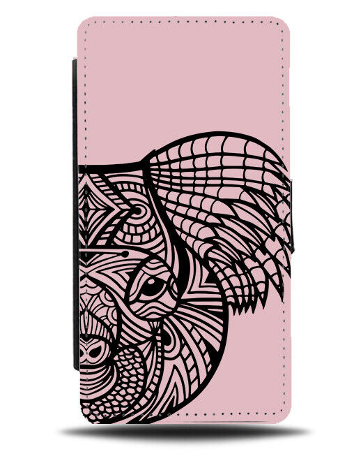 Tribal Koala Face Tattoo Design Flip Wallet Case Pink Koalas Bear Bears J682