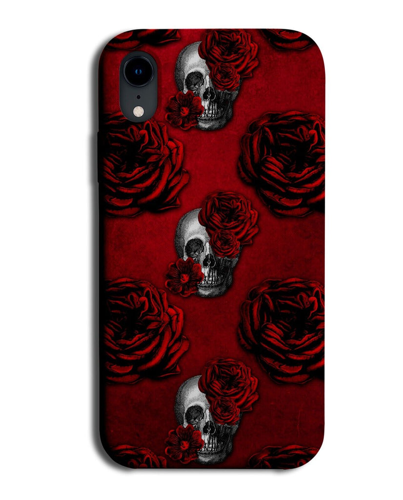 Red Roses and Skull Heads Phone Case Cover Flowers Floral Dark Red Goth AZ63