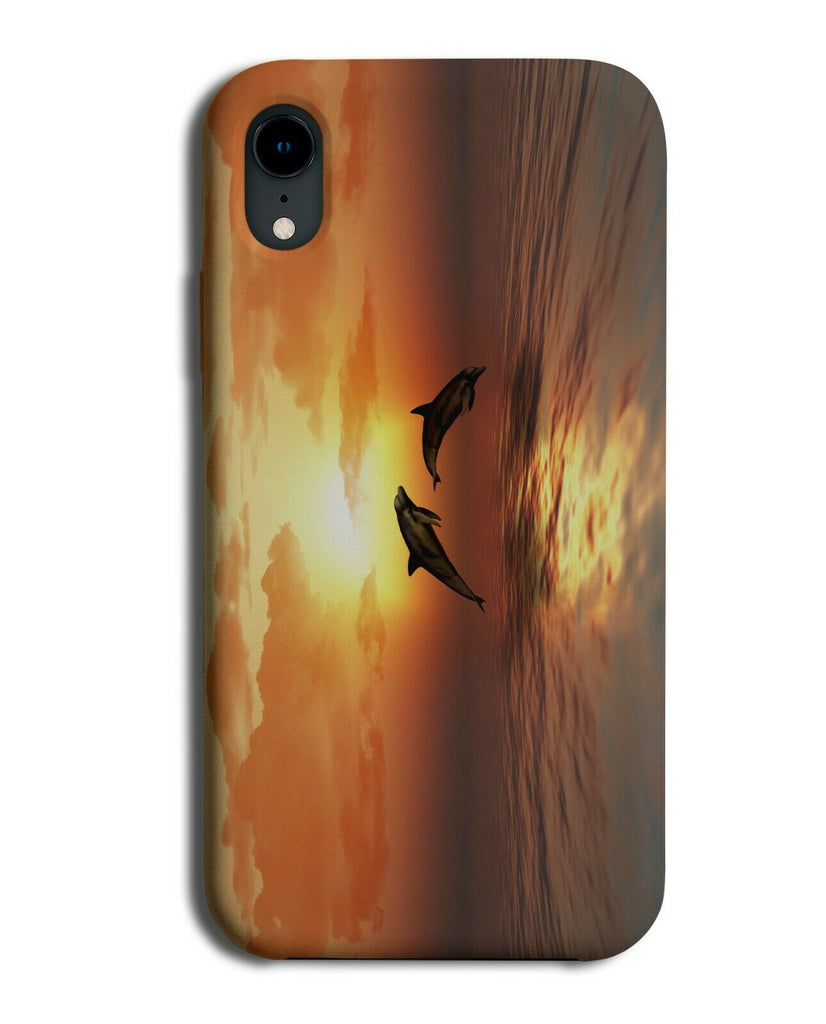 Sunset Dolphins Jumping In The Ocean Phone Case Cover Sea Dolphin si304