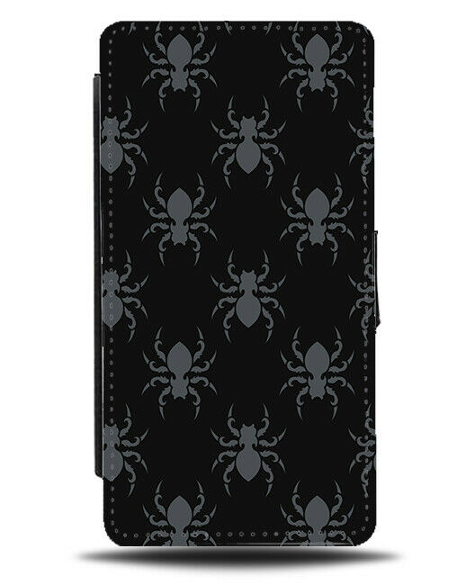 Black and Grey Bugs Wallpaper Pattern Flip Wallet Case Bug Insects Spiders H682