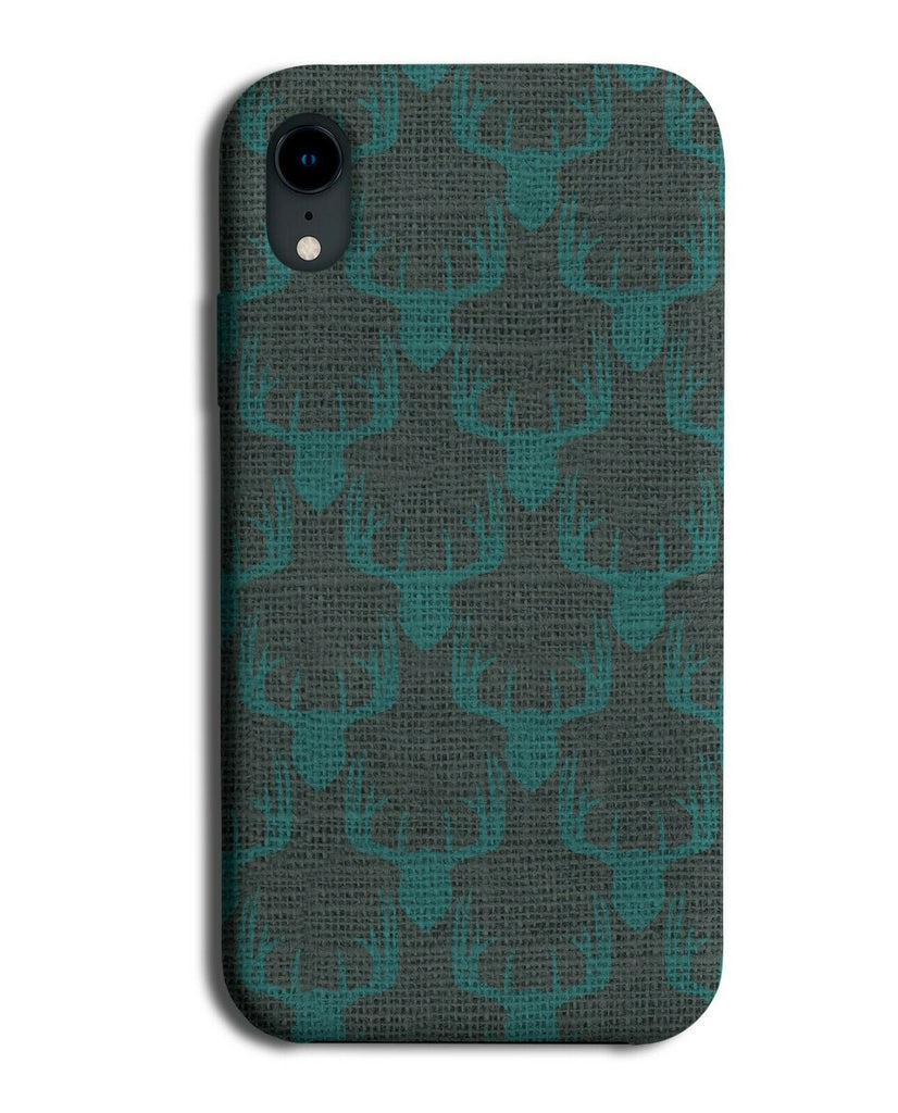 Dark Turquoise Deer Pattern Phone Case Cover Deers Head Outlines Shadow F798