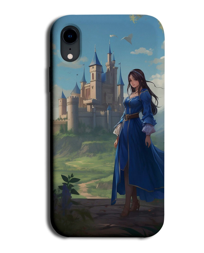 Anime Princess In Blue Dress Phone Case Cover Cartoon Girl Woman Castle BZ68