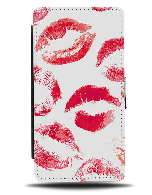 Kiss Lipstick Marks Flip Wallet Case Kisses Stains Print Prints Red Pattern L050