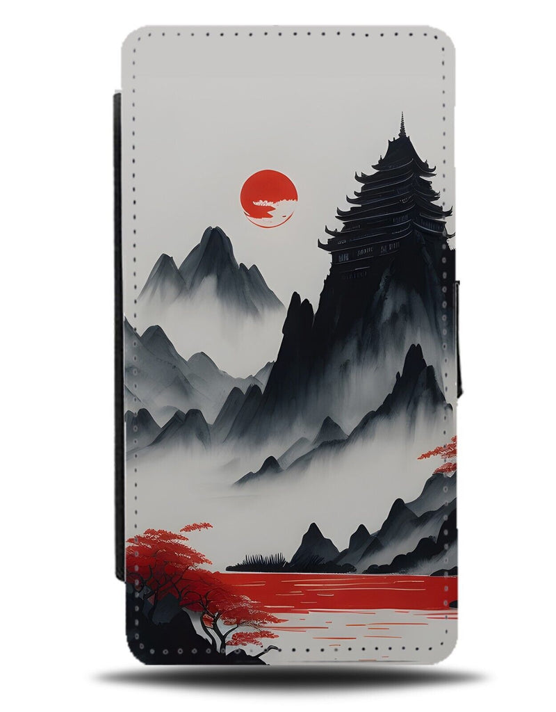 Chinese Landscape Flip Wallet Case Nature Mountain Wilderness China Fog DD02
