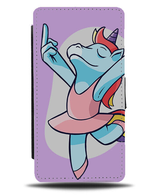 Rude Ballet Dancer Flip Wallet Case Unicorn Cartoon Swearing Middle Finger i997