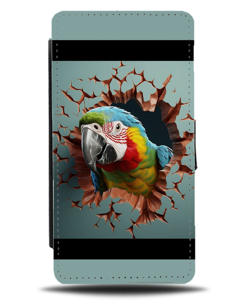 Funny Parrot Flip Wallet Case Parrots Head Face Novelty Bird Macaw Macaws DF13