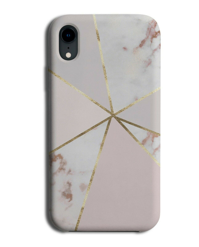 White Marble With Rose Gold Shapes Phone Case Cover Geometric Pink Lines G824