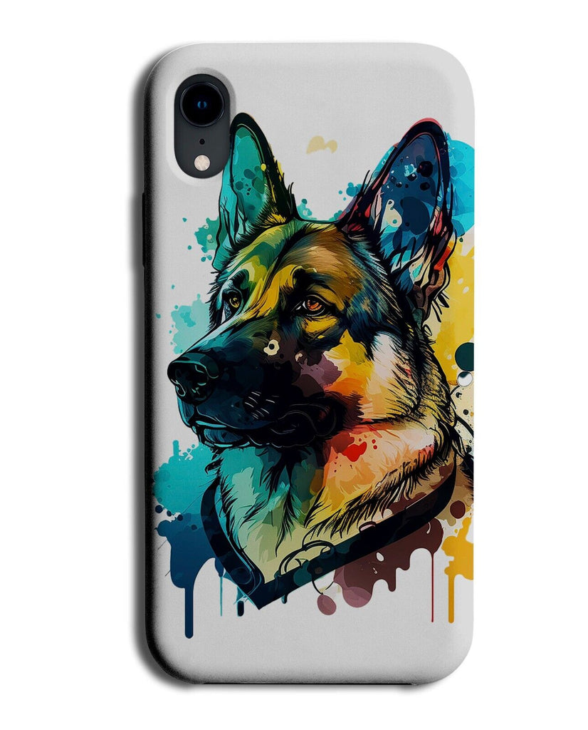 Dripping Colourful German Shepherd Watercolour Painting Phone Case Cover AQ14