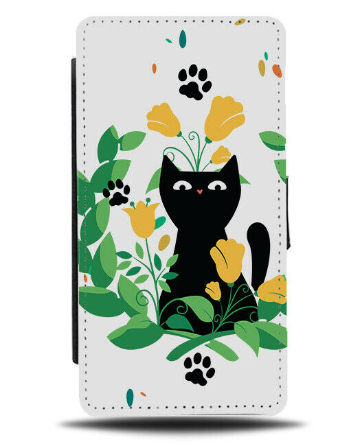 Black Cat Childrens Picture Flip Wallet Phone Case Kids Cats Kitten Cartoon E421