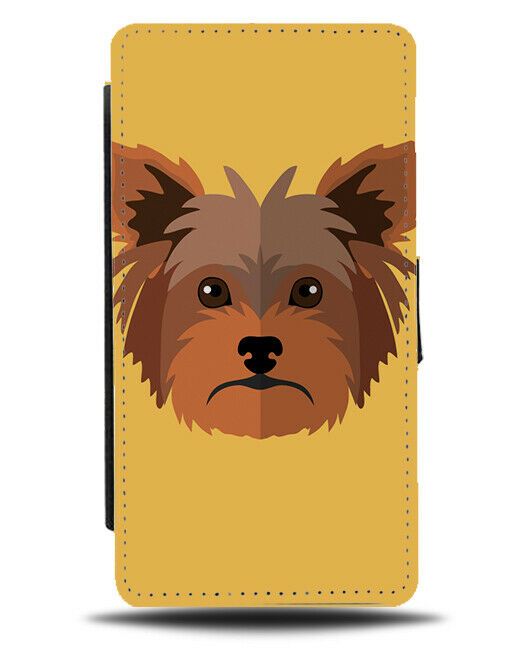 Cartoon Yorkshire Terrier Face Flip Cover Wallet Phone Case Drawing Photo si561