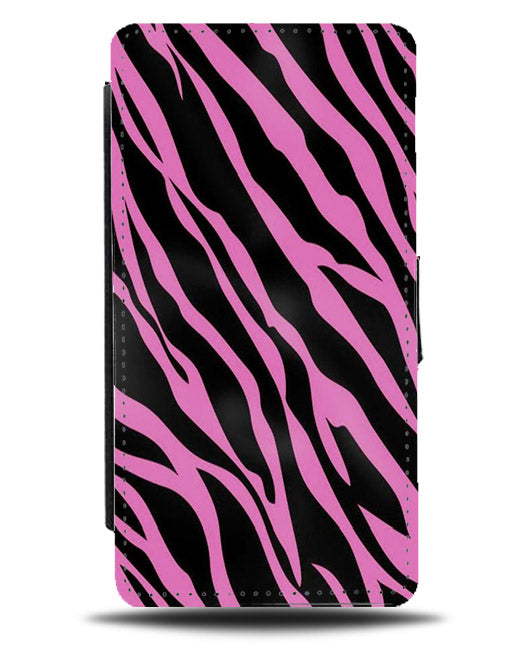 Pink Zebra Print Flip Phone Case Cover Wallet Kids Childs Animal Childrens si200